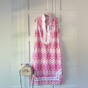 New! Sail to Sable Pink and White Sleeveless Cotton Dress